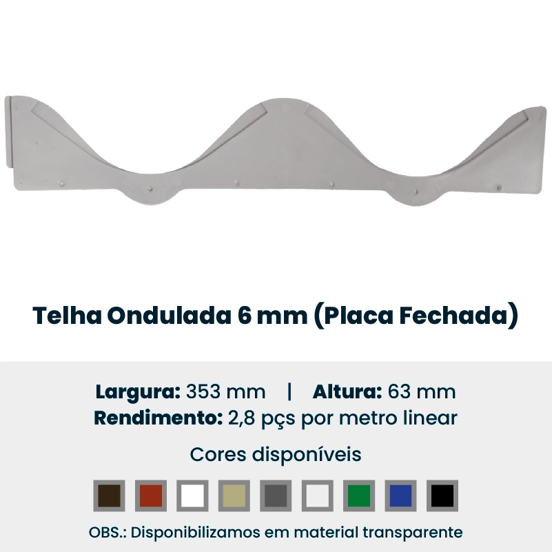 Produto da Forte Plásticos: telha ondulada 6 mm (placa fechada)